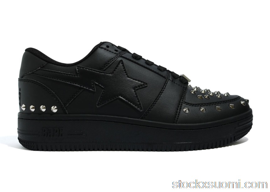Outlet A Bathing Ape Bape Sta Low 20th Anniversary Black Silver Studded 1G80-191-015-BLK