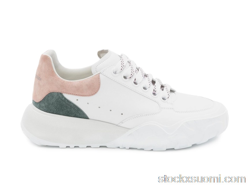 Outlet Alexander McQueen Court Trainer White Taffy Blue Shell Pink (W) 633914WIA9C9914