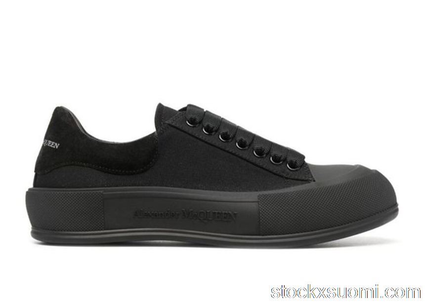 Outlet Alexander McQueen Deck Skate Plimsoll Lace-Up Triple Black 654594W4MV71000
