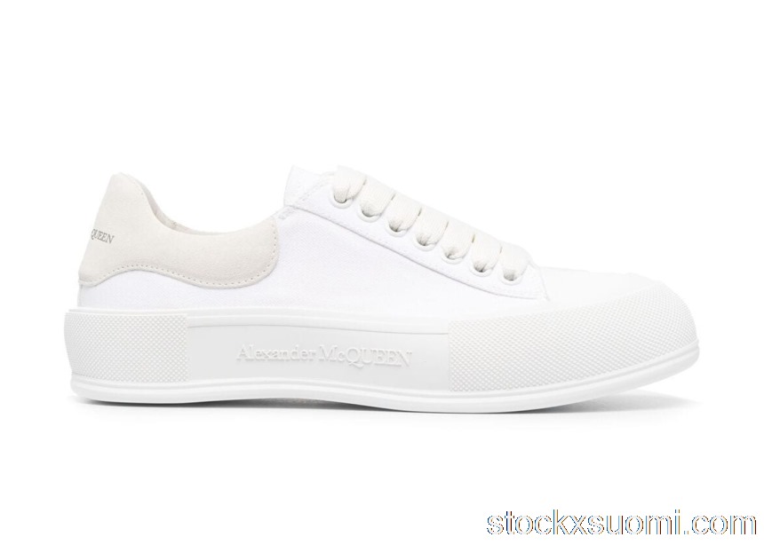 Outlet Alexander McQueen Deck Skate Plimsoll Lace-Up White (W) 654593W4MV79000