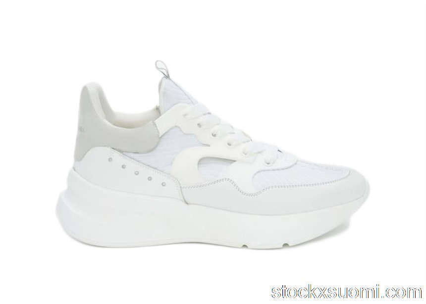 Outlet Alexander McQueen Oversized Runner White Silver 604281WHXI19071
