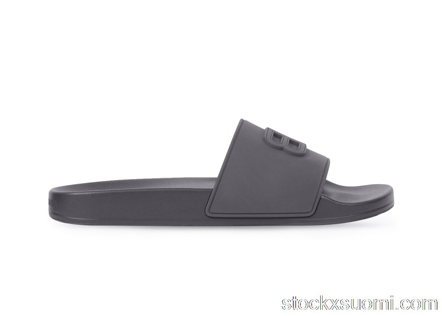 Outlet Balenciaga Pool Slides 3D BB Logo Dark Grey 656395W1S851511