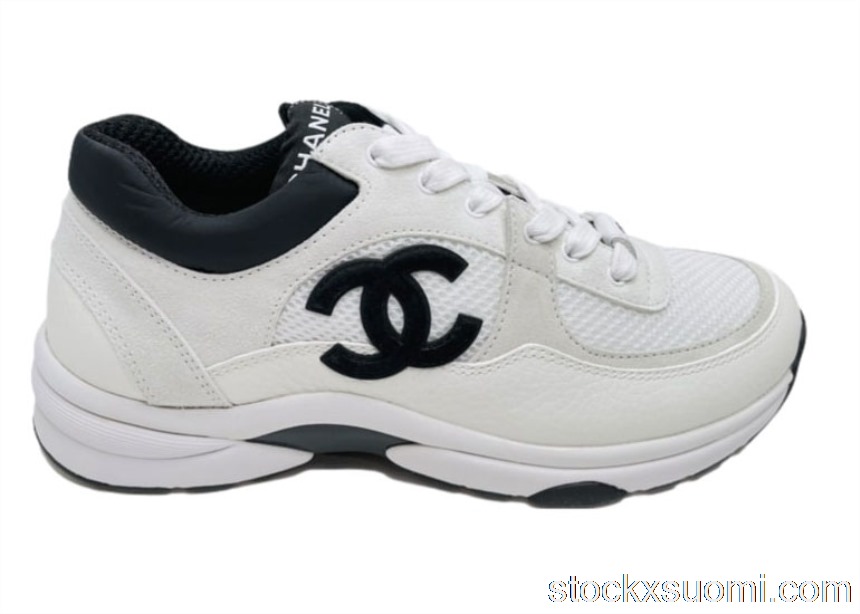Outlet Chanel Low Top Trainer Suede White Black (W) G38299 Y55720 K3846