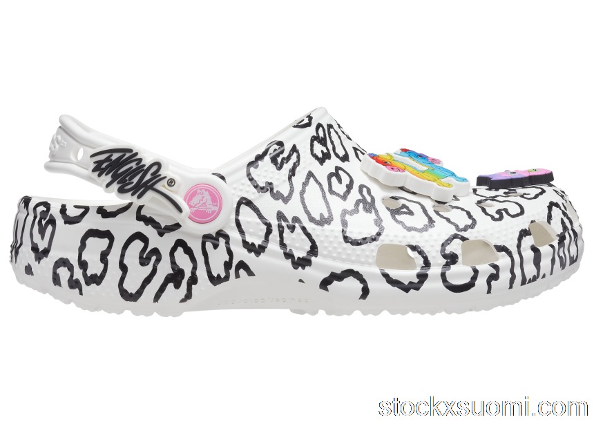 Outlet Crocs Classic Clog Ron English Party Animals Cheetah White (W)