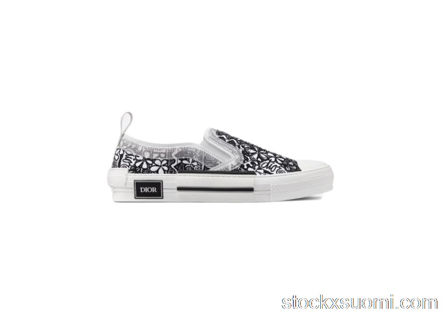 Outlet Dior And Shawn B23 Slip On Black White Embroidery 3SN262ZCO_H169