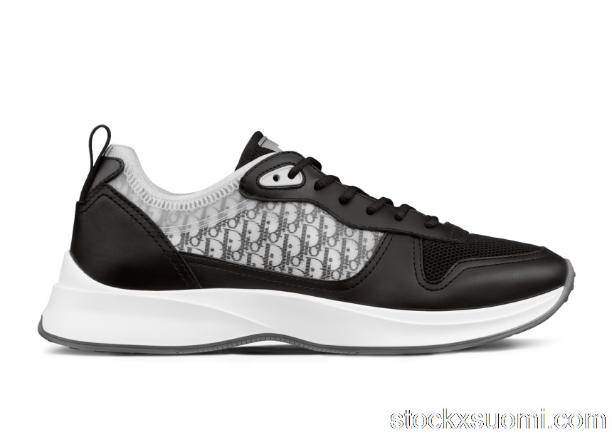 Outlet Dior B25 Runner Black Grey Oblique Leather 3SN259ZJF_H968