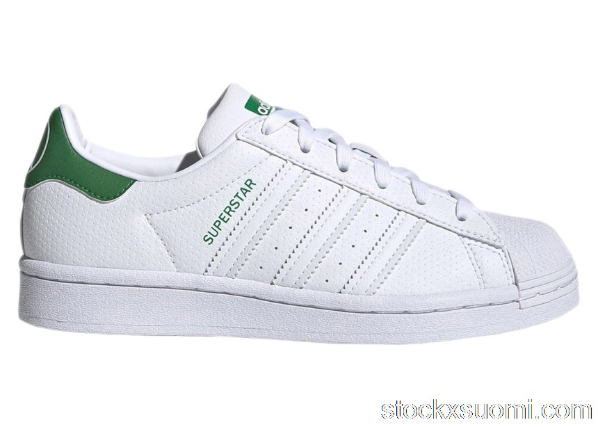 Outlet adidas Superstar White Green (GS) FW0818