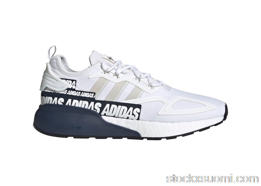 Outlet adidas ZX 2K Boost Bold Logo Graphic White Navy FX7036